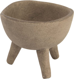 Creative Co-Op Boho Terracotta Footed Planter, Distressed Cream